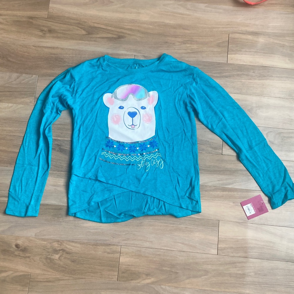 3/$12 polar bear cozy glitter graphic top w sequin casual long sleeve L 10/12 - Picture 8 of 17